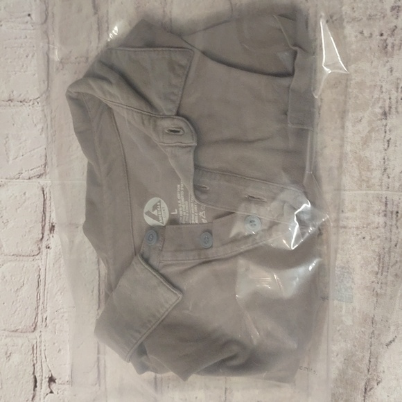 American Giant Mens Large Polo Well Worn Short Sleeve Cotton Grey Pocketed Shirt - Picture 8 of 10